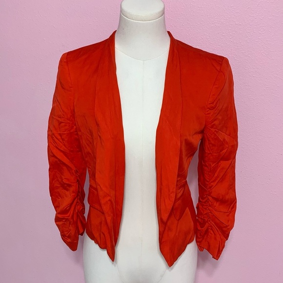 VTG Bebe Red Open Front Blazer Jacket Size 2 - Picture 1 of 14